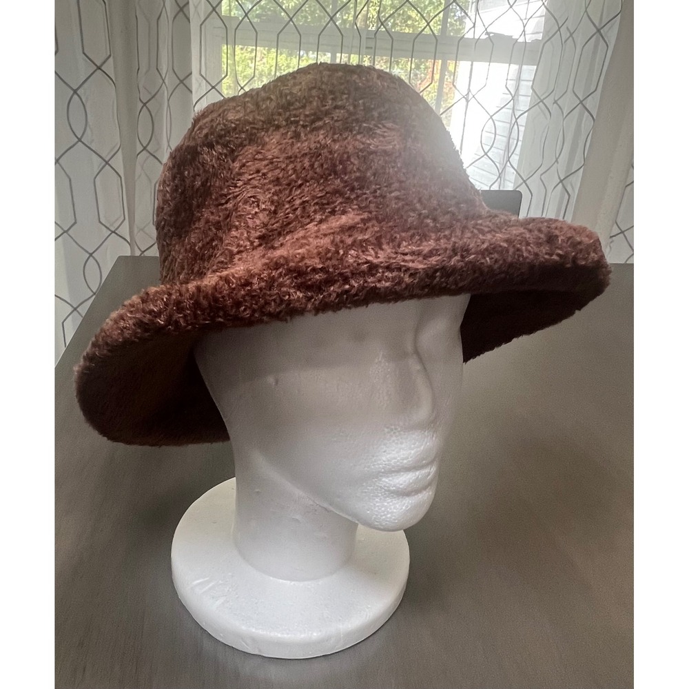 Liz Claiborne Brown Faux Fur Bucket Hat Fuzzy Winter Cloche RN52002